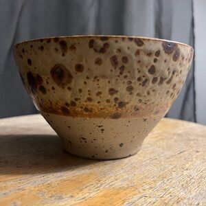 Handcrafted Speckled Ceramic Bowl - Brown & Cream
